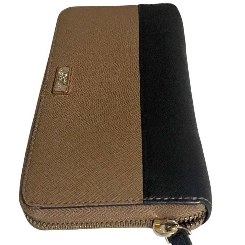 KATE SPADE NEW YORK Black & Tan Slim Bi-fold Credit Card Holder Clutch Wallet